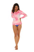 Palm Leaf Print Long Sleeve Rash guard