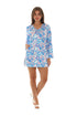 Turquoise Floral Print (UPF) Long Sleeve Dress