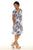 Blue Coral reef V-neck print (UPF) half sleeve dress