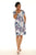 Blue Coral reef V-neck print (UPF) half sleeve dress