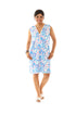 Turquoise Floral print (UPF) Zipper Neckline dress